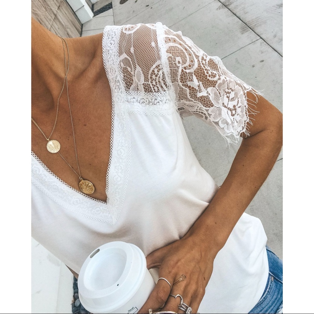 LAST ONE - SWEET SIDE LACE TOP IVORY - Picture 2 of 10